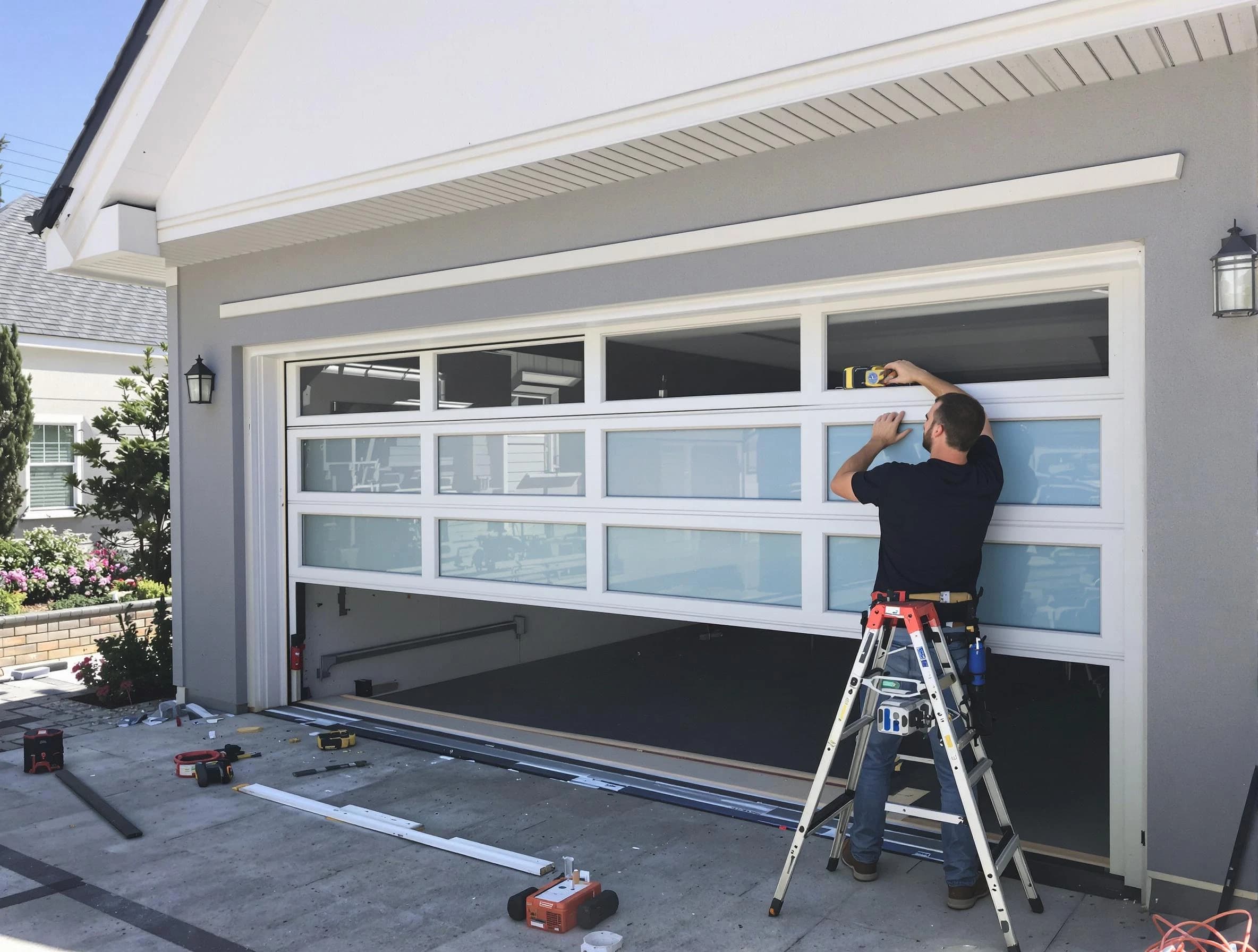 Parker Garage Door Repair team performing garage door replacement in Parker