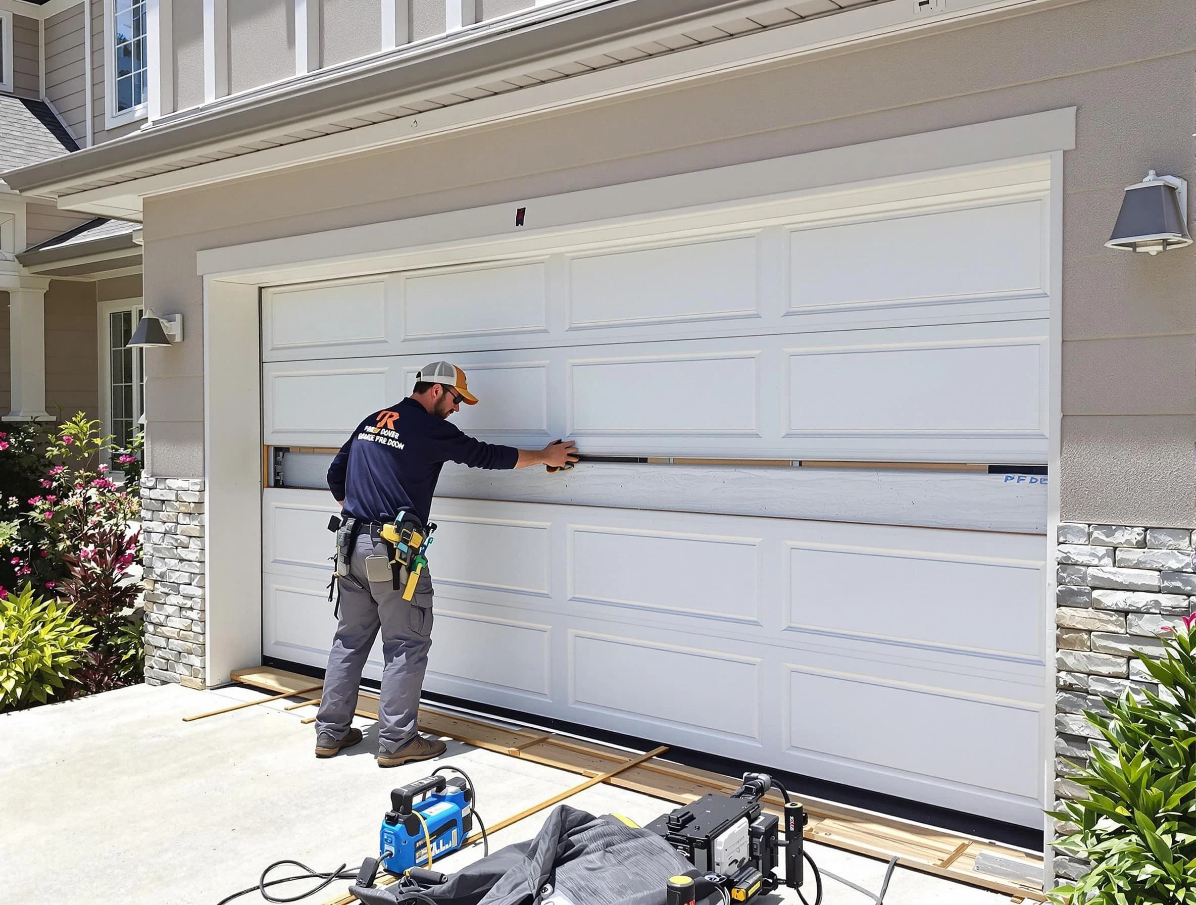 Parker Garage Door Repair team performing complete garage door replacement at Parker residence