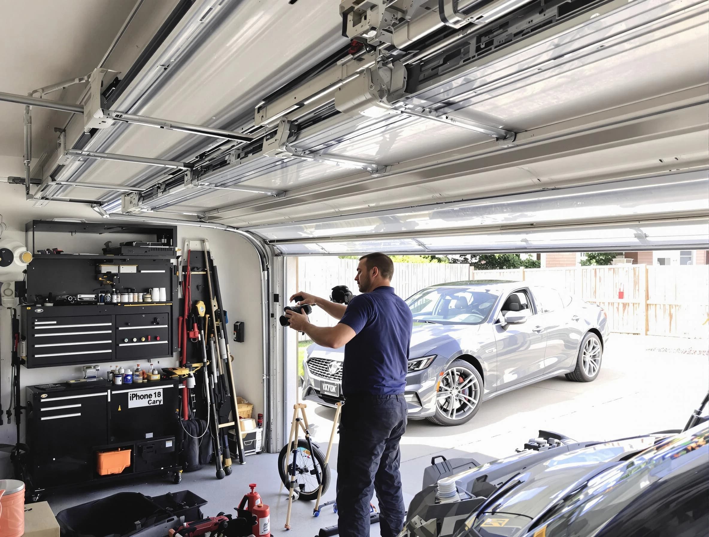 Parker Garage Door Repair technician fixing noisy garage door in Parker