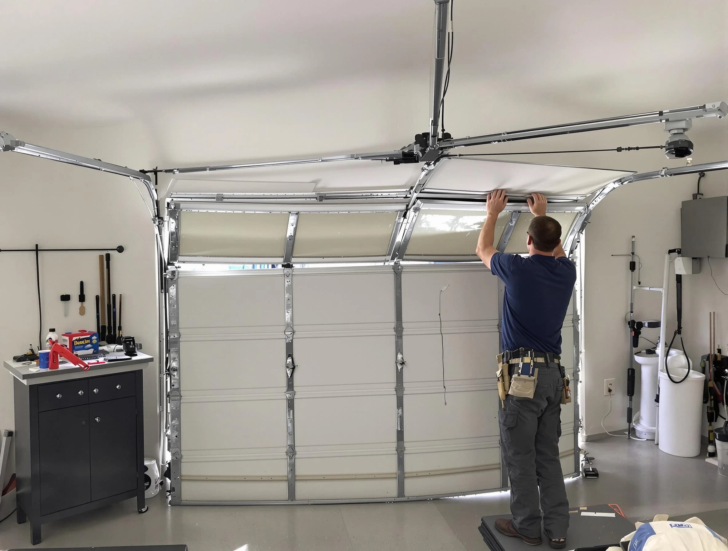 Parker Garage Door Repair specialist performing precise section replacement on Parker garage door