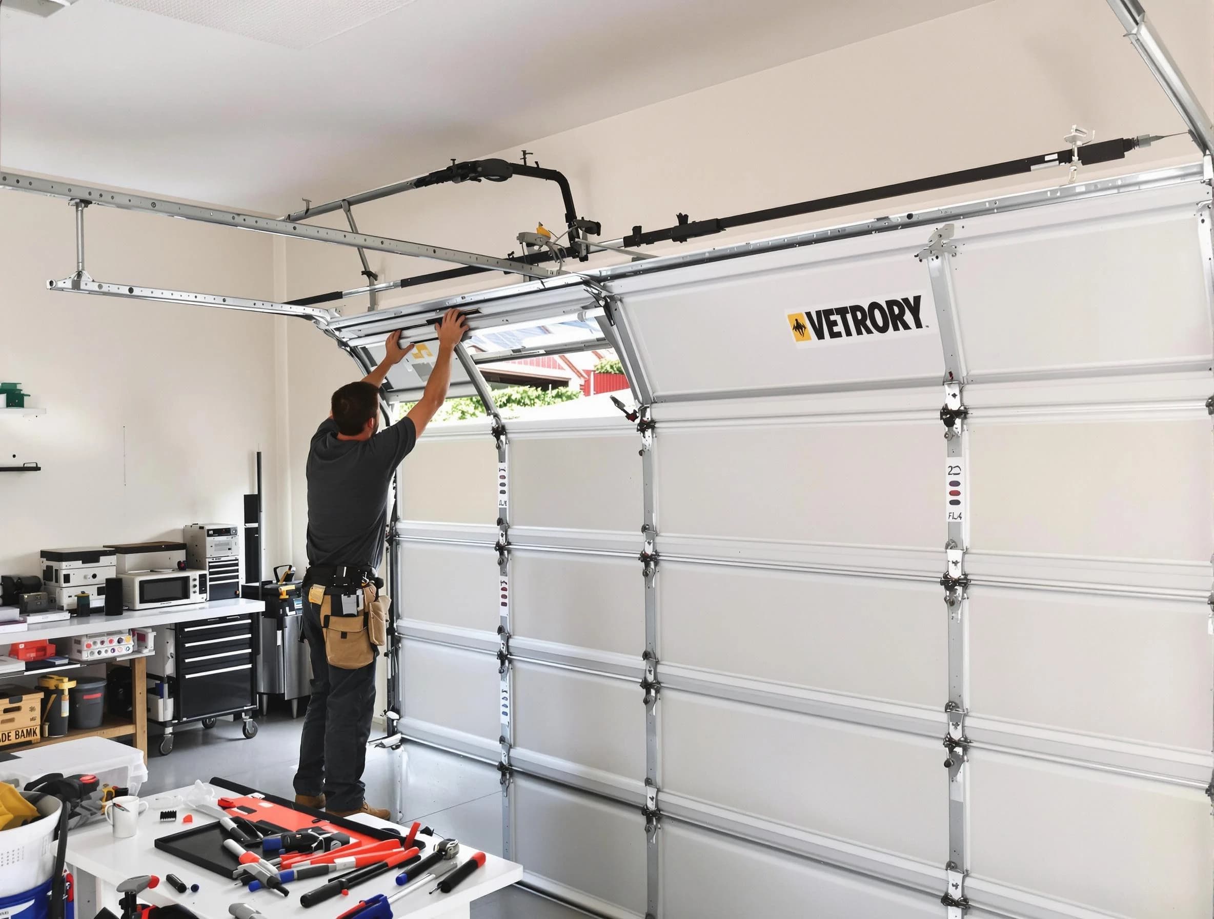 Parker Garage Door Repair technician performing section replacement in Parker