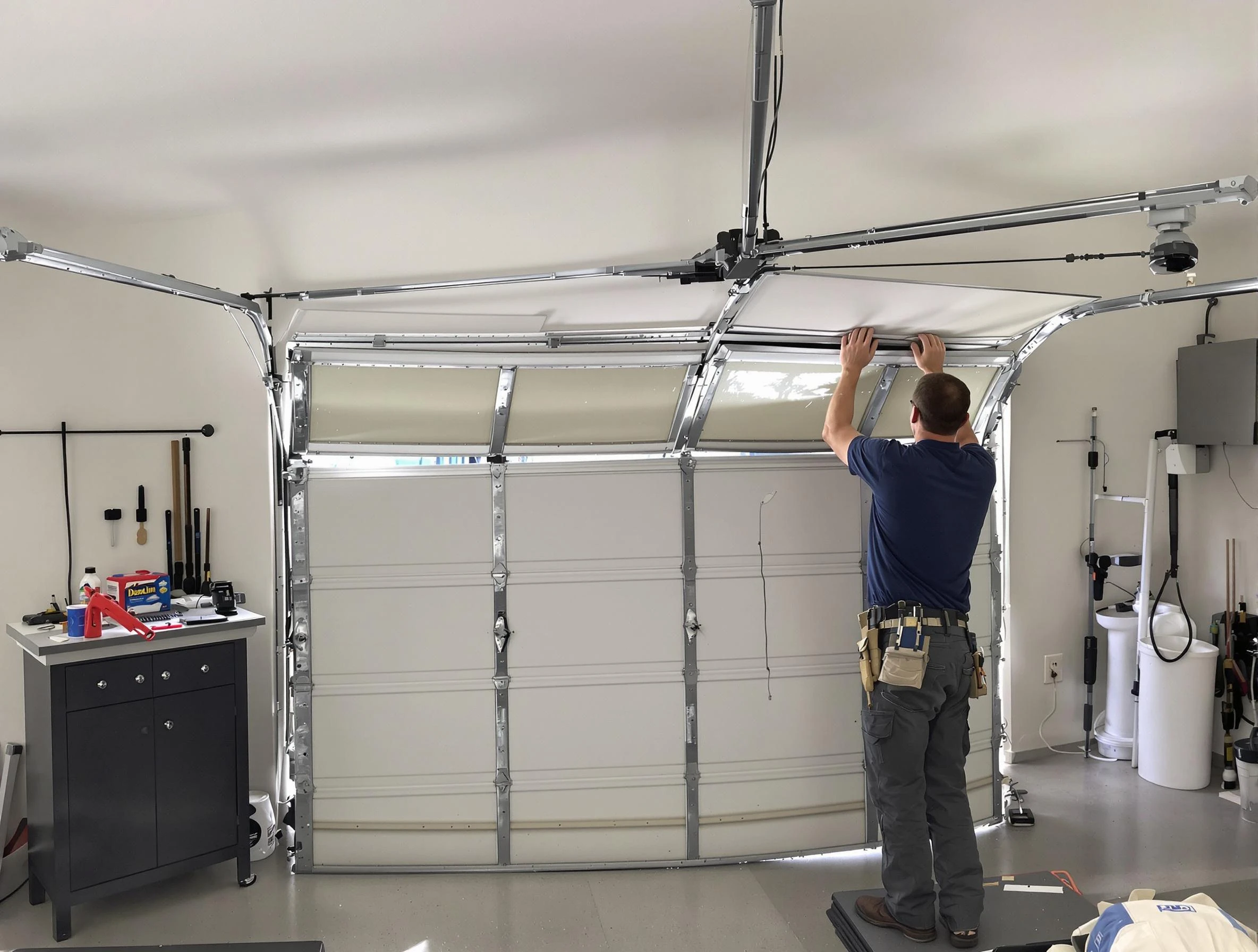 Parker Garage Door Repair specialist performing precise section replacement on Parker garage door